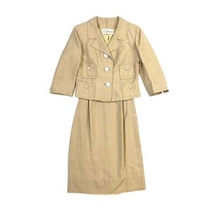 JACKIE O. Slubby Silk Blend Vintage Skirt Suit